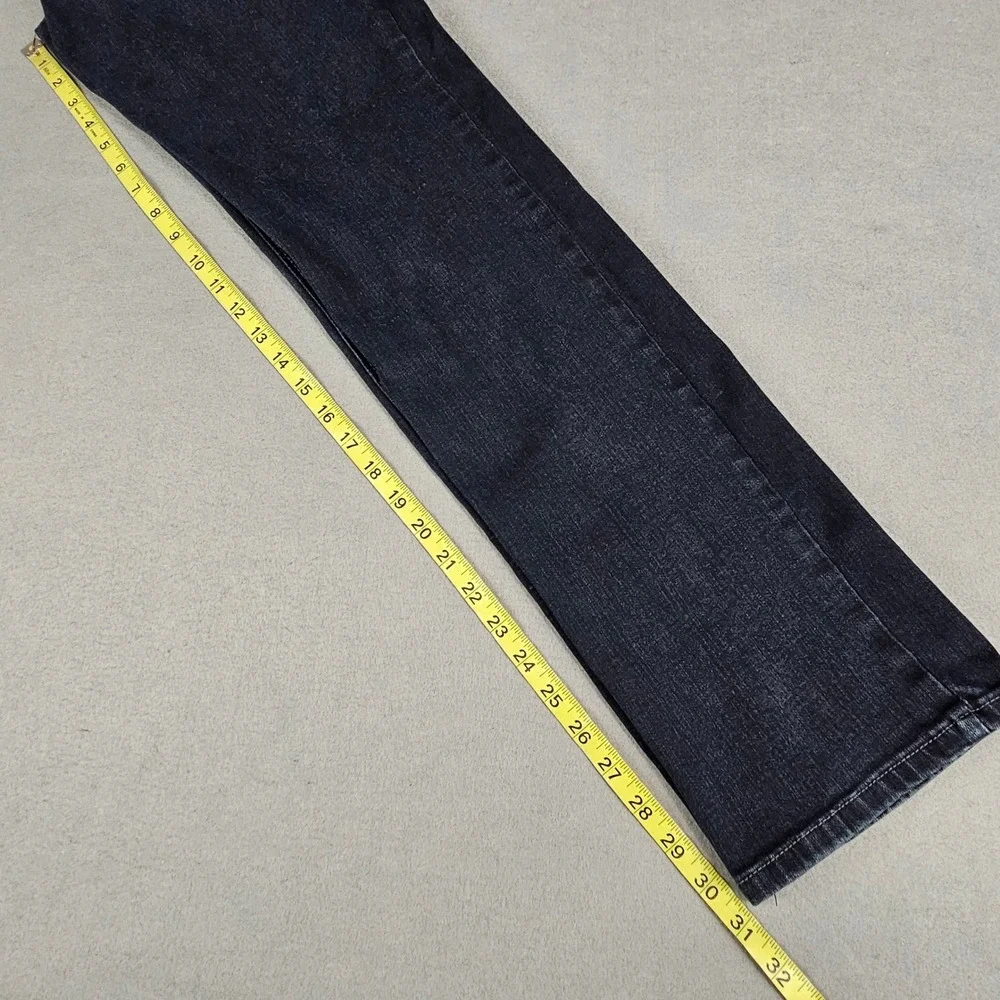 Chico's Jeans Sz 6 So Slimming Straight Leg Stretch Dark Wash Embellished Pocket